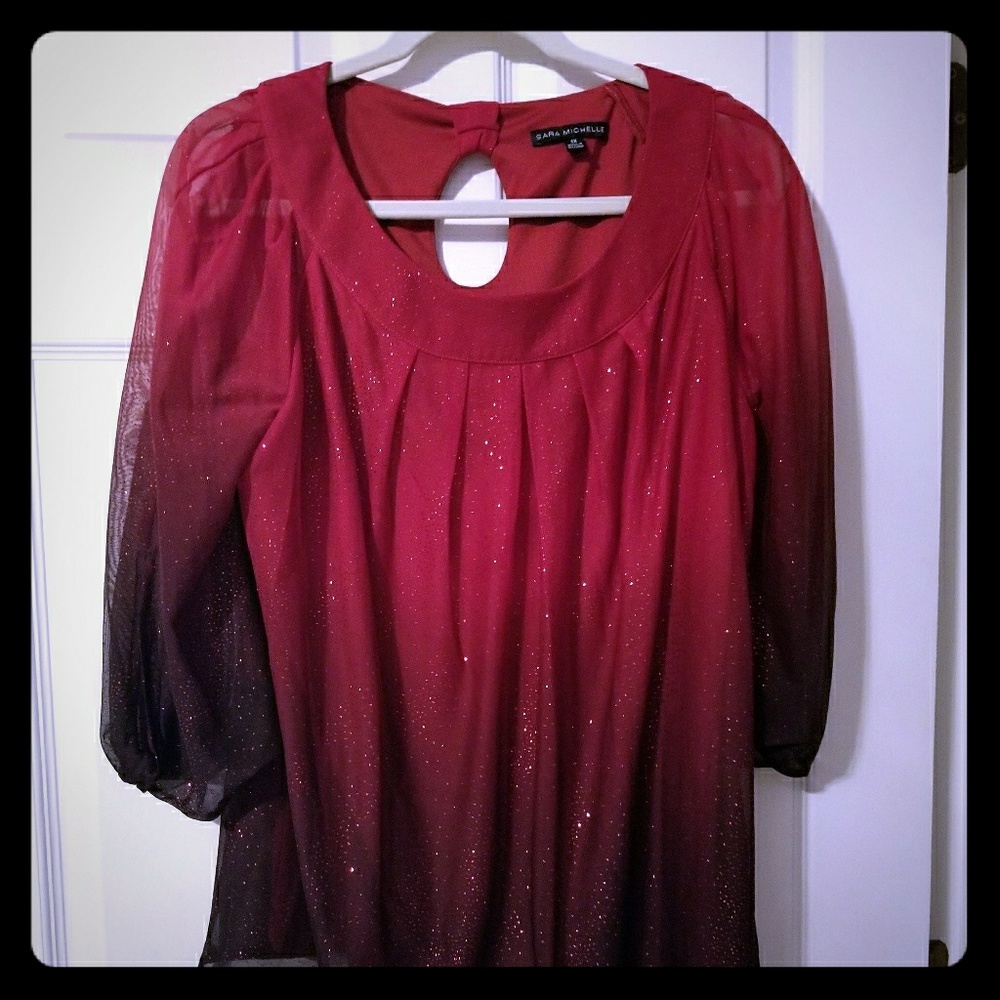 Sara Michelle red faded black top